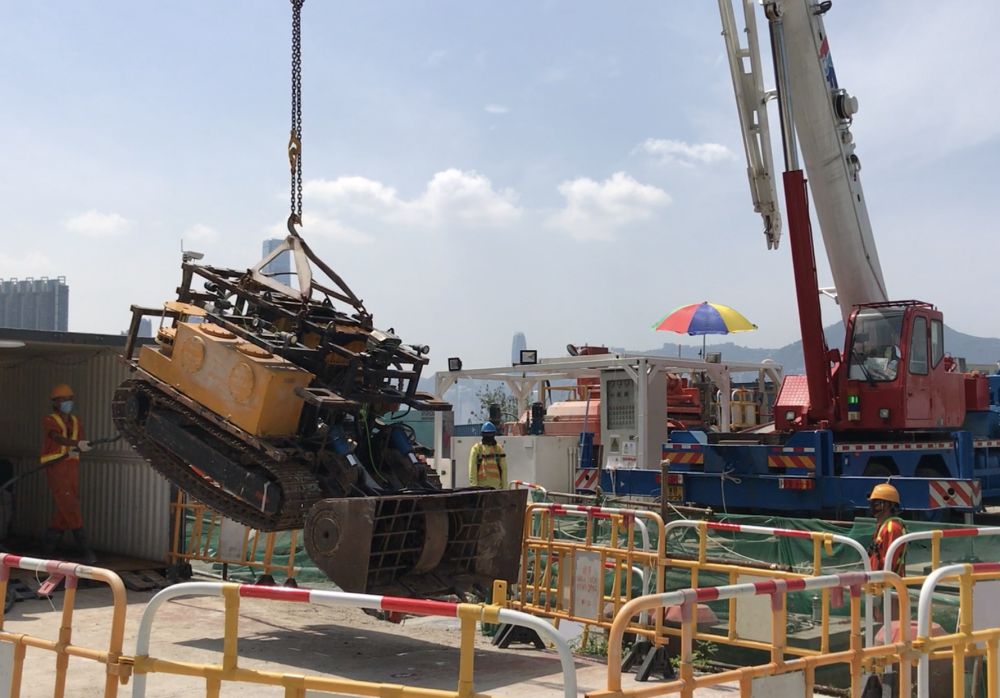 The robot will be lifted up with a crane and sent into the box culvert concerned through its opening. The operator can then remotely operate the robot for desilting from his workstation.