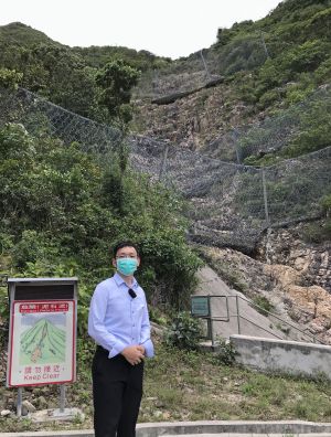 The GEO has constructed flexible barriers at the slope on Sai Wan Road, where a landslide has occurred before. A warning sign has also been set up to remind members of the public to stay away from slopes.
