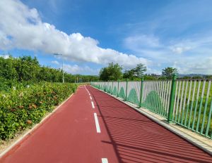 While building a safe cycle track, the project team has also designed to beautify the facilities such as the railings along the cycle track.