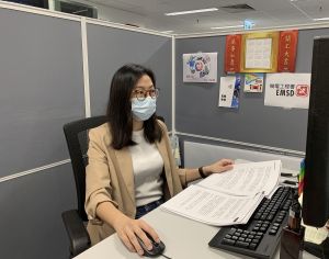 Publicity Officer of the EMSD, Ms Katherine HO, appreciates the thoughtful guidance from her supervisors and colleagues, which enables her to adapt to her new job quickly.
