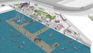 The HC plans to add elements of water sports to the harbourfront. Pictured is the artist’s impression of the 