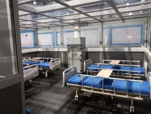 In the community treatment facility, each negative pressure enclosed cubicle will have a maximum of four beds.