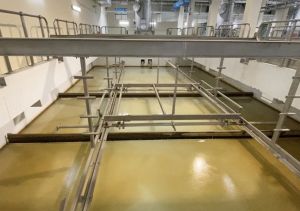 The Tai Po WTW has taken the opportunity of the expansion to introduce several advanced water treatment technologies, including the use of dissolved air floatation (DAF) clarifiers shown in the picture. 