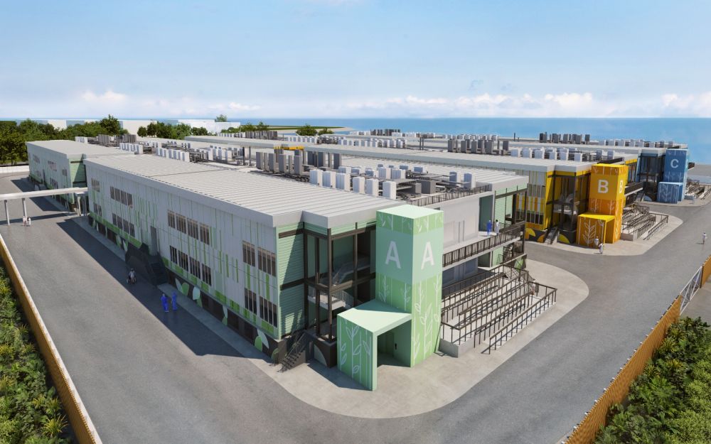 An artist’s impression of the six ward buildings in the temporary hospital.