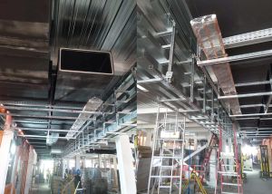 The electrical and mechanical ducting located at the soffit of the common corridor of the ward building is built with the concept of Design for Manufacture and Assembly (DfMA), which can save manpower and time.