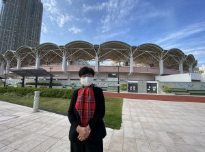 Having worked in the Government for more than 30 years, Mrs Sylvia LAM has taken part in the construction of many public facilities, including the Siu Sai Wan Sports Ground behind her.