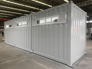 Most of the modules of the temporary public market are prefabricated in a factory before being transported to the site for installation.
