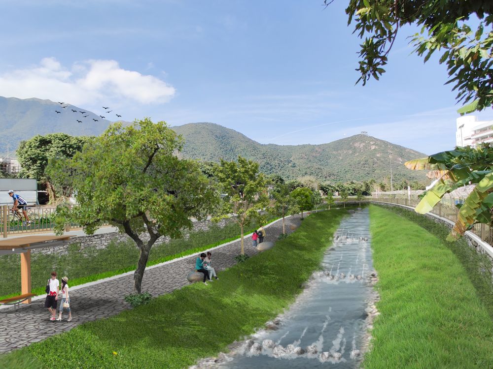 The artist’s impression of the river park.