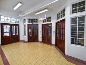 The spiral staircase, timber doors, timber/steel-framed windows with their ironmongery, cement tiles with terrazzo finishes, as well as timber floorboards inside the main building are examples of historic building element, and are kept in very good condition.