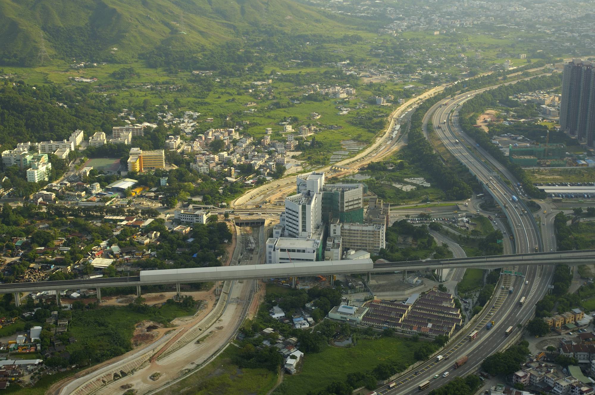 Pictured is Yuen Long Bypass Floodway under construction. It is designed to be meandering to mimic the natural alignment.