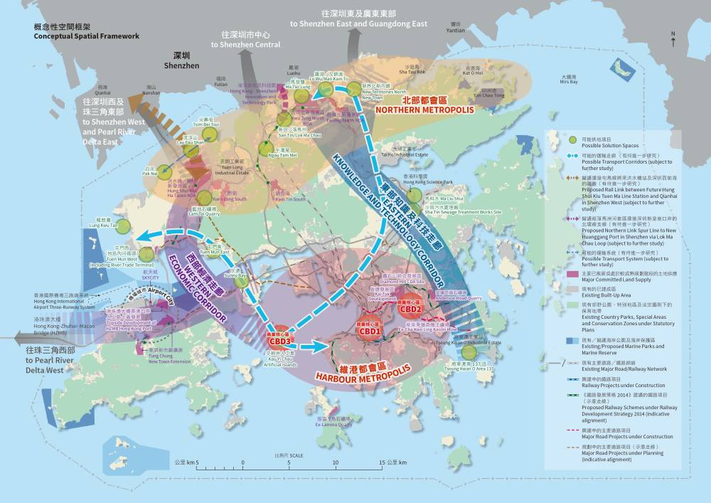 The Chief Executive has put forward the concept of “Twin Cities, Three Circles” in the Policy Address. The “Twin Cities” refers to Hong Kong and Shenzhen, whereas the “Three Circles” includes, from the west to the east, the Shenzhen Bay Quality Development Circle, the Hong Kong-Shenzhen Close Interaction Circle and the Mirs Bay/Yan Chau Tong Eco-recreation/tourism Circle.