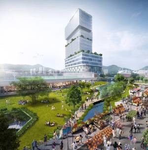 Photo shows the illustrative design concept for the Waterway Park.