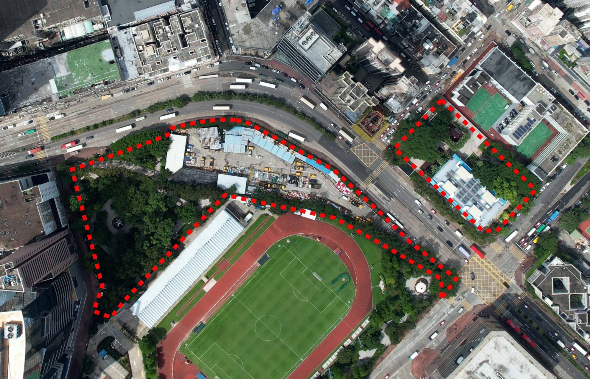 Photo shows the existing boundary of the Cheung Wah Street/Cheung Sha Wan Road Development Scheme.