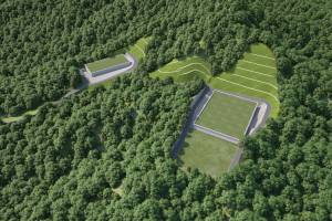 The artist’s impression of the two service reservoirs in the KTN NDA, with the fresh water service reservoir on the right, and the flushing water service reservoir on the left.