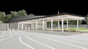 An artist’s impression of SJS multi-purpose activity centre and its large lawn.