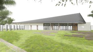An artist’s impression of SJS multi-purpose activity centre and its large lawn.