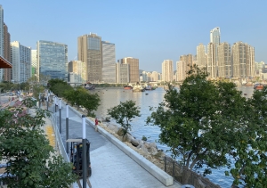 Pictured is the Tsuen Wan Waterfront and its edge area, where people can sit on the low kerb. The low kerb design with a sloping seawall is the second in the four-stage approach to introducing fence-free designs to the harbourfront.