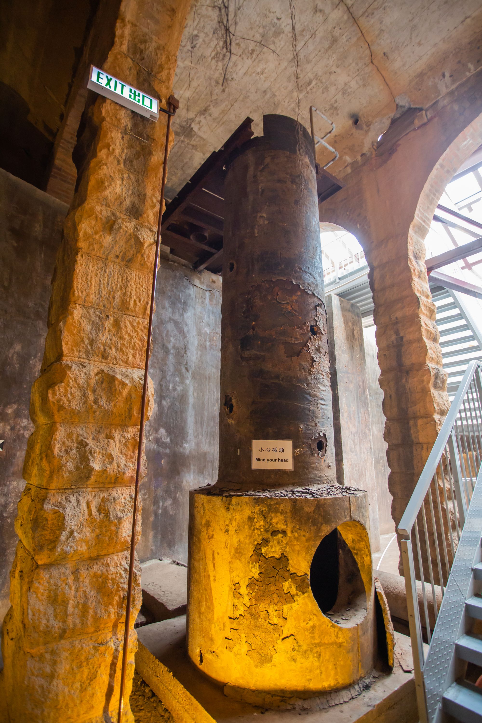 Important functional components that remain highly authentic are still in the Ex-SSPSR, examples include the stilling well, the half-round channel, 12-inch-diameter outlet pipes, inlet pipes and overflow pipes. Pictured is a stilling well.