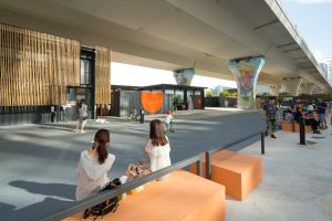 Among the newly provided or renovated open space projects in KE, projects which were completed earlier include the Kwun Tong Promenade and the Fly the Flyover sites beneath Kwun Tong Bypass for creativity, arts and culture venues shown in the picture. 