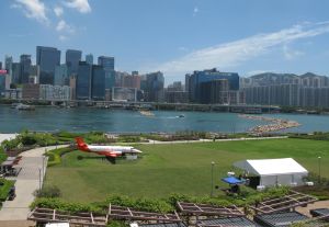 The Kai Tak Runway Park is currently a temporary facility, with a large lawn for the public to enjoy the view of the Victoria Harbour in close proximity. After serving Hong Kong for 17 years, the retired fixed-wing aircraft Jetstream 41 from the Government Flying Service is installed on the lawn for permanent public exhibition.