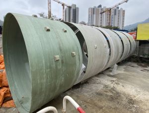 Lung Mun III robot is used for facilitating the insertion of the Glassfibre reinforced plastic (GRP) liner shown in the picture into an aged or damaged box culvert to form a new sewer.
