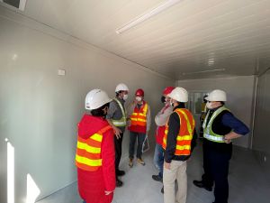 Yesterday, the Secretary for Development, Mr WONG Wai-lun, Michael, visited several sites for additional community isolation and treatment facilities with colleagues to know more about the work progress. Pictured is Tsing Yi Town Lot No. 200. 