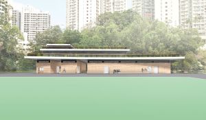 秀雅道蓄洪计划完成后，蓄洪池上盖将原地重置游乐场，并增加绿化空间。图示蓄洪计划完成后的构想图。