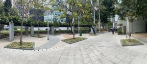 The Drainage Improvement Works in Tsim Sha Tsui include the construction of an underground stormwater pumping station beneath the Urban Council Centenary Garden. Picture shows the Urban Council Centenary Garden.