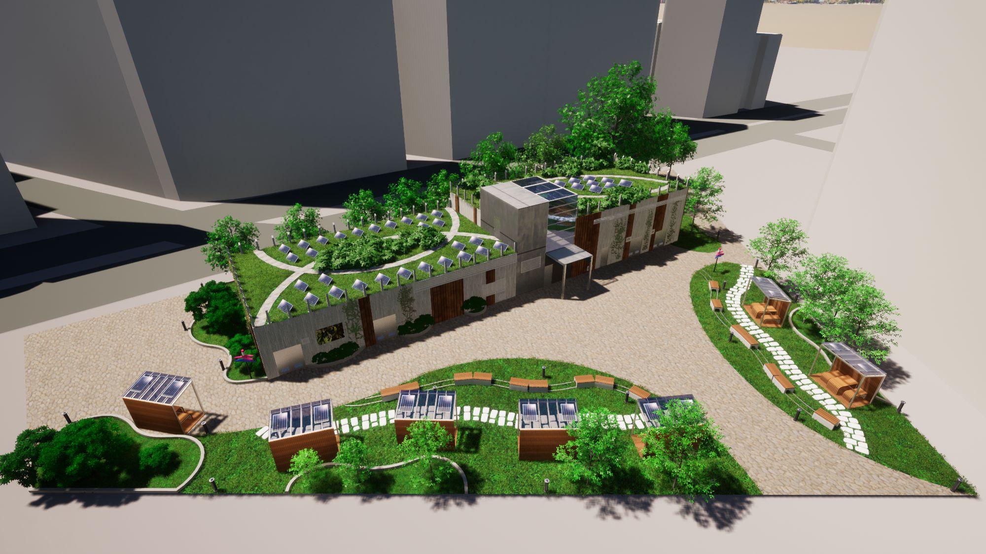 The underground stormwater storage tank beneath the Urban Council Centenary Garden will have two levels, with the lower level for stormwater storage, and the upper one near the surface for accommodating electrical and mechanical facilities, in order to reduce the above-ground space to be occupied. Picture shows an artist’s impression of the in-situ reprovisioned garden after completion of the stormwater storage tank.