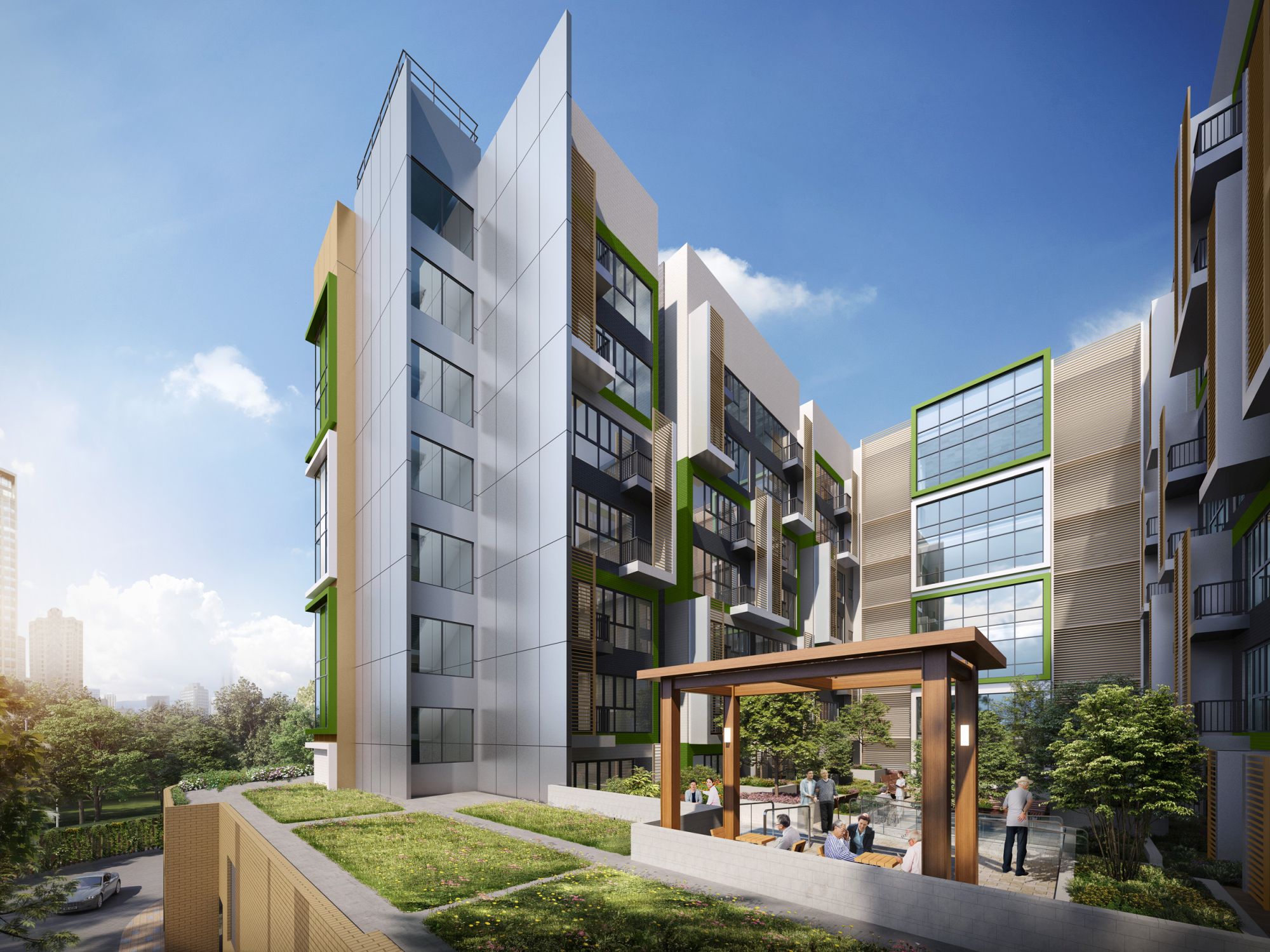 Architectural fins will be installed on the external walls of the Complex to effectively shield the traffic noise.