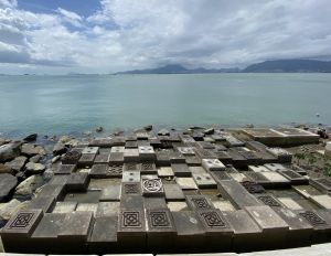 Pictured are the bio-blocks in the trial eco-shoreline in Tung Chung.