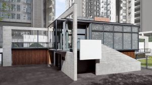 Architect of the ArchSD, Miss CHAN Tsz-yu, Geri, says that the main materials used in the new extension of Oi! are red brick tiles, concrete and glass. The use of red brick tiles echoes the red brick historic building, while the natural wood grain surface of the concrete echoes the theme of an urban oasis.