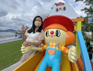 Creative Director of Messy Desk, Ms LEE Mei-yan, Jane, says that she is very delighted to have her work on canvas transformed into three dimensional installations, and see her work displayed in public open space for children to play and have fun.