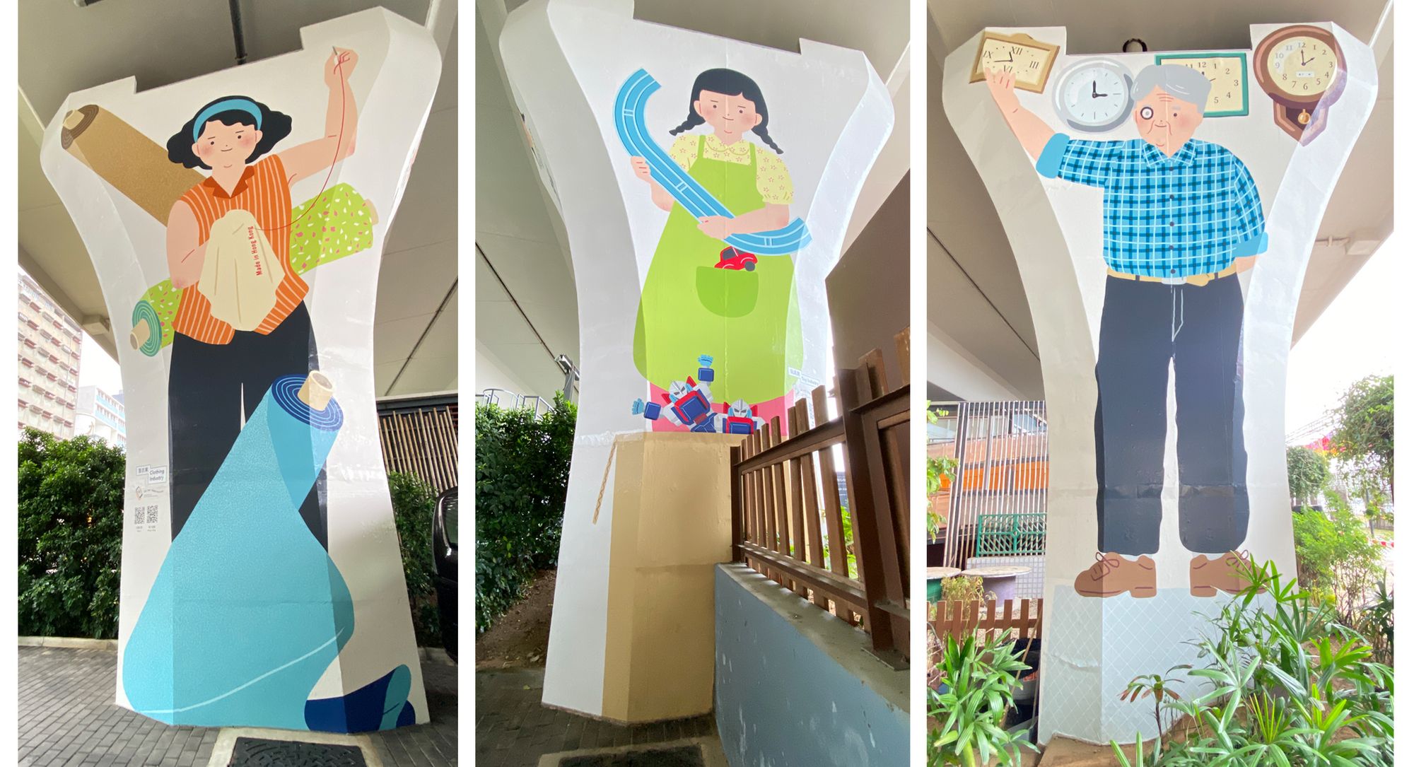 The characters on the murals reflect the transformation of Kowloon East and different Hong Kong stories in different periods.