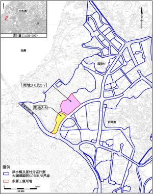 Of the first batch of MSB sites for modern industries to be made available, two sites are situated in Hung Shui Kiu/Ha Tsuen New Development Area (HSK/HT NDA). Pictured is the proposed MSB sites for modern industries in HSK/HT NDA.
