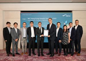 The DEVB and its works departments have achieved encouraging results with multiple awards and commendations granted by the NEC Users' Group of the United Kingdom recently.  Photo shows the Director of Architectural Services, Mr TSE Cheong-wo, Edward (fifth right) and colleagues receiving the awards of Building/Facility Management Project of the Year and Sustainability Award of the Year at the awards ceremony in Hong Kong.