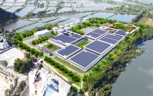 The adoption of the NEC in the Yuen Long Effluent Polishing Plant (YLEPP) project of the DSD encourages the project team to study and adopt advanced energy-saving technologies to enhance renewable energy contribution of the effluent polishing plant.  Picture shows the artist’s impression of the YLEPP.
