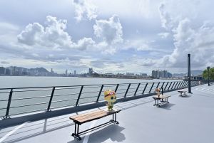 A panoramic view of the Victoria Harbour and Kai Tak Cruise Terminal from Cha Kwo Ling waterfront area.
