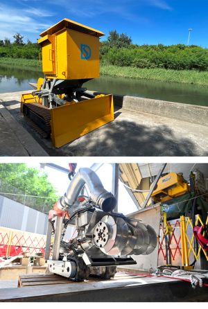 The DSD has proactively applied innovative technologies in its drainage works, including using desilting robots. Picture shows the latest robot in the “Innobros” series (upper) developed specially for desilting work in rivers and “Aquabot” (lower), which is the smallest desilting robot used by the department so far.