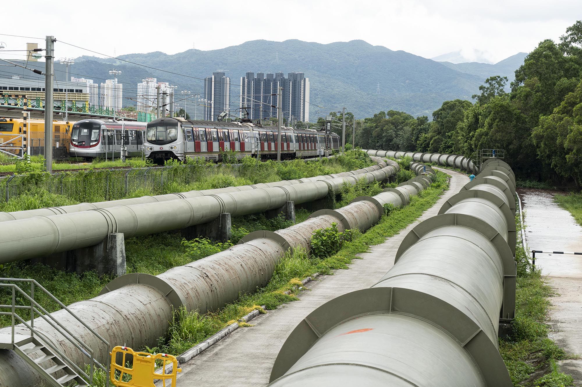 圖示香港輸送東江水系統位於上水的部分設施。