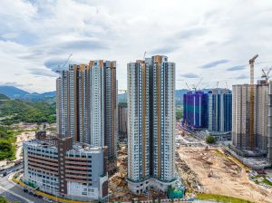目前北部都會區九個新發展區已全數開動，圖示的住宅項目是未來古洞站附近的古雋邨和私營住宅。