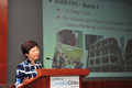 The Secretary for Development, Mrs Carrie Lam, makes a presentation at a public lecture jointly organised by the Centre for Liveable Cities and the Lee Kuan Yew School of Public Policy in Singapore today (May 17) on the efforts and achievements of the Hong Kong Special Administrative Region Government to preserve and revitalise Hong Kong's historic buildings in the past five years.