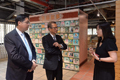 Accompanied by the District Officer (Kowloon City), Mr Franco Kwok (left), the Secretary for Development, Mr Paul Chan (centre), today (September 29) visits the Senior Citizen Home Safety Association Jockey Club Oi Man Centre and receives a briefing from the Chief Executive Officer of the Association, Ms Irene Leung (right), on the support services for the elderly.