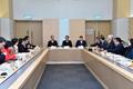 The Drinking Water Safety Advisory Committee held its first meeting today (February 2). The Secretary for Development, Mr Michael Wong (centre), attended part of the meeting. Also present were the Chairman and Vice-chairman of the Committee, Mr Edmund Leung (right) and Dr Chan Hon-fai (left).