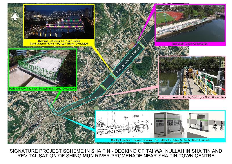 The Signature Project Scheme in Sha Tin undertaken by the Civil Engineering and Development Department was presented with a Highly Commended Award in the NEC Project of the Year category by New Engineering Contract of the United Kingdom in London on June 20 (London time). Picture shows the layout plan of the Scheme.