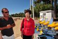 Mrs Lam is briefed on the barrier-free facilities to allow persons with disabilities to enjoy the beach in Cannes.