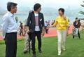 Mrs Lam and other officiating guests take a stroll down the Hung Hom Promenade and Extension of Tsim Sha Tsui Promenade after the opening ceremony.