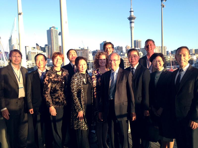 Mrs Lam (second right) pictured with representatives from other participating cities yesterday (March 28) at Auckland's waterfront. (Image)
