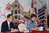 Secretary for Development, Mrs Carrie Lam, announces the selection results of the buildings included under Batch I of the Revitalising Historic Buildings Through Partnership Scheme at a press conference on February 17. Looking on is Chairman of the Advisory Committee on Revitalisation of Historic Buildings, Mr Bernard  Chan (left).