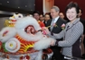 Mrs Carrie Lam performs an eye-dotting ceremony for the lion dance.